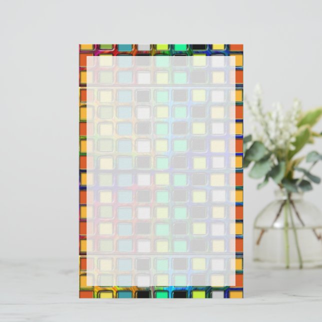 Colourful Grid-Tiled by Shirley Taylor Stationery (Standing Front)