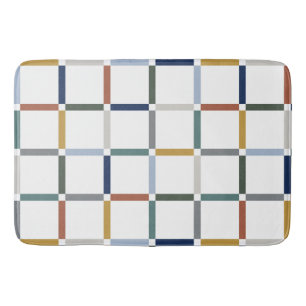 Colourful Grid with Negative Space Art Nouveau Bath Mat