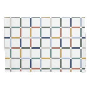 Colourful Grid with Negative Space Art Nouveau Pillowcase