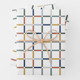 Colourful Grid with Negative Space Art Nouveau Wrapping Paper Sheet