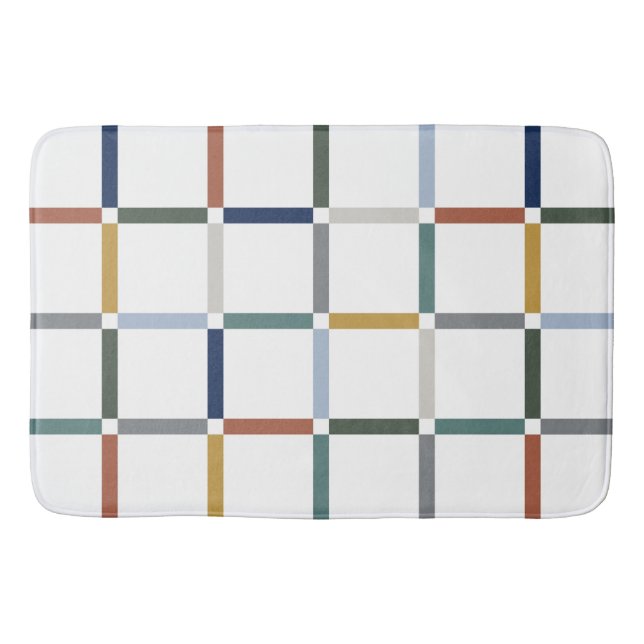 Colourful Grid with Negative Space Impressionist Bath Mat (Front)