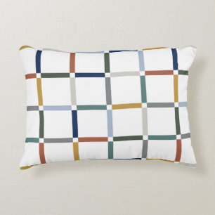 Colourful Grid with Negative Space Impressionist Decorative Cushion