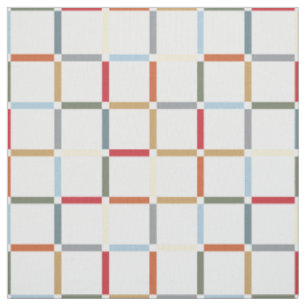 Colourful Grid with Negative Space Mid Mod Fabric