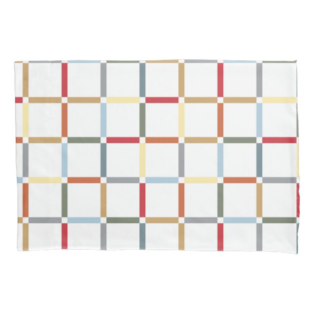 Colourful Grid with Negative Space Mid Mod-inspire Pillowcase (Front)