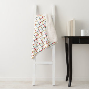 Colourful Grid with Negative Space Mid Mod-inspire Sherpa Blanket