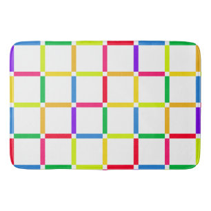 Colourful Grid with Negative Space Pop Art-Inspire Bath Mat