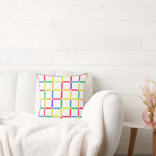 Colourful Grid with Negative Space Pop Art-Inspire Cushion