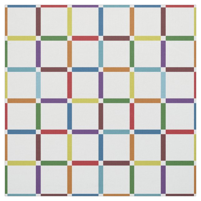 Colourful Grid with Negative Space Rainbow Fabric (Swatch)