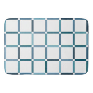 Colourful Grid with Negative Space Sea Tones Colou Bath Mat