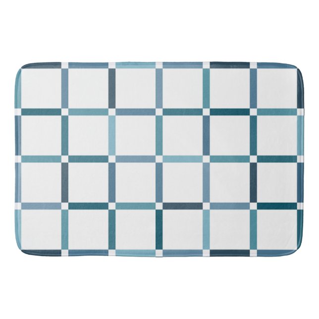 Colourful Grid with Negative Space Sea Tones Colou Bath Mat (Front)