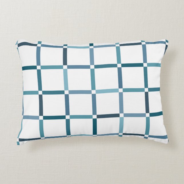Colourful Grid with Negative Space Sea Tones Colou Decorative Cushion (Front)