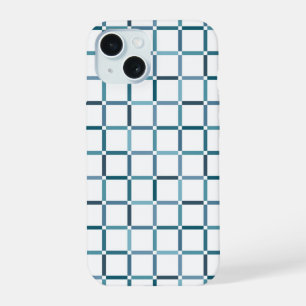 Colourful Grid with Negative Space Sea Tones Colou iPhone 15 Case