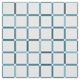 Colourful Grid with Negative Space Sea Tones Fabric