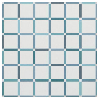 Colourful Grid with Negative Space Sea Tones Fabric