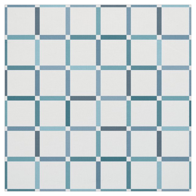 Colourful Grid with Negative Space Sea Tones Fabric (Swatch)