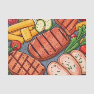 Colourful Grilled Vegetables and Lean Meats Tissue Paper