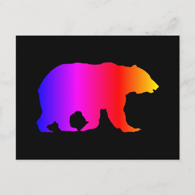 Colourful Grizzly Bear Silhouette Postcard (Front)