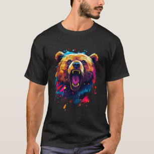 Colourful Grizzly Bear Splash Art - Bear Wildlife T-Shirt
