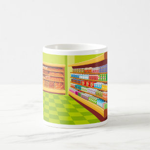 Colourful Grocery Store Aisle and Bakery  Coffee Mug