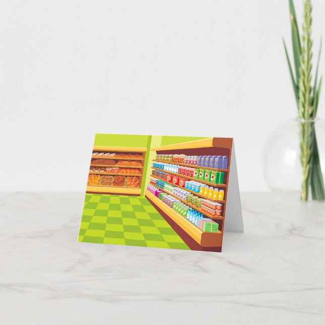 Colourful Grocery Store Aisle and Bakery  Thank You Card (Creator Uploaded)