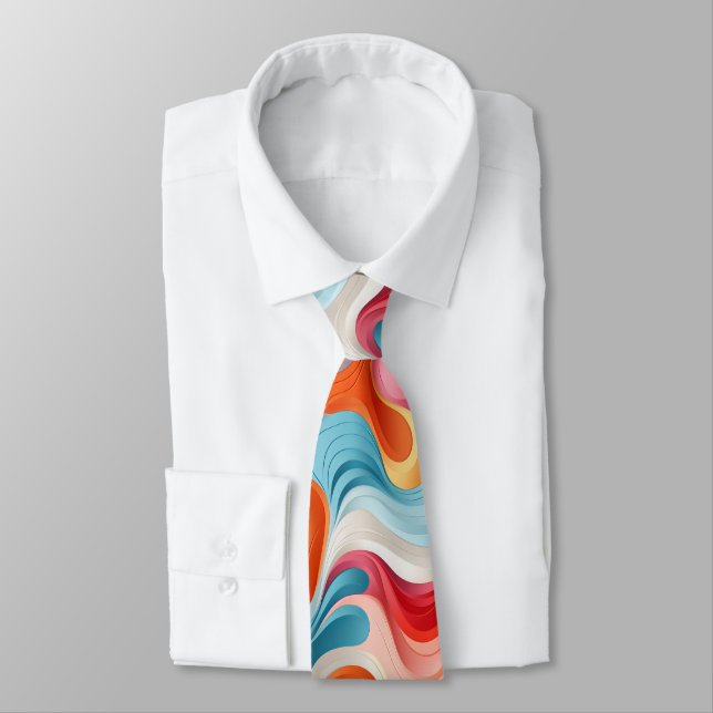 Colourful groovy abstract swirls pattern tie (Tied)