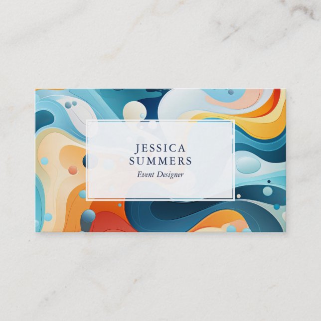 Colourful groovy background business card (Front)