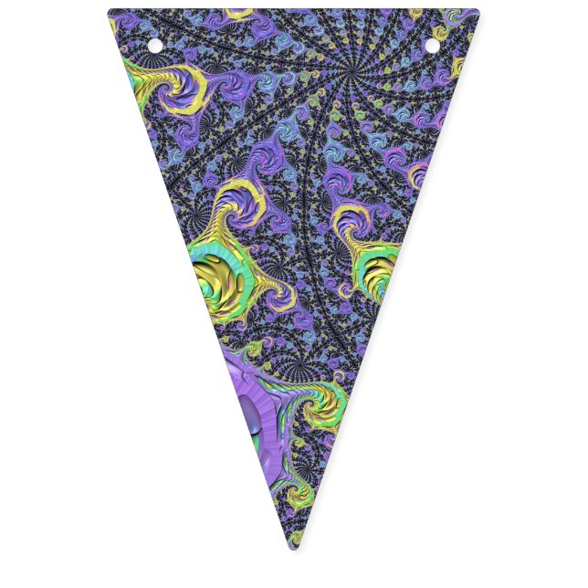 Colourful Groovy Boho Hippie Funky Abstract Fracta Bunting (First Flag)