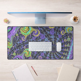 Colourful Groovy Boho Hippie Funky Abstract Fracta Desk Mat
