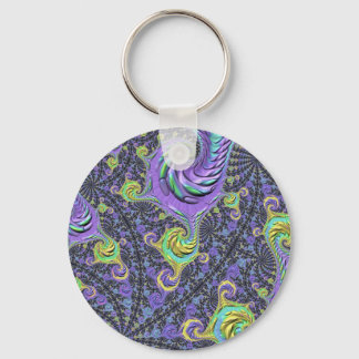Colourful Groovy Boho Hippie Funky Abstract Fracta Key Ring