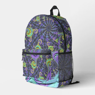 Colourful Groovy Boho Hippie Funky Abstract Fracta Printed Backpack