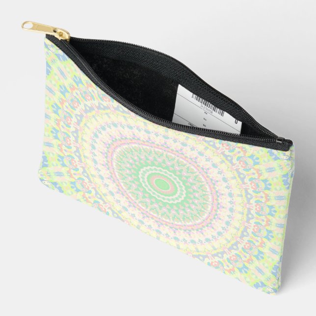Colourful Groovy Boho Hippie Pastel Funky Mandala Accessory Pouch (Open)