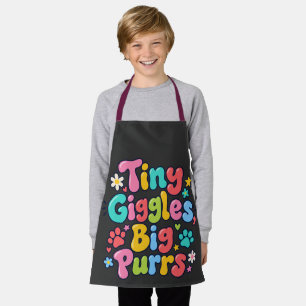 Colourful Groovy Cat Lover Art Tiny Giggles Big Pu Apron