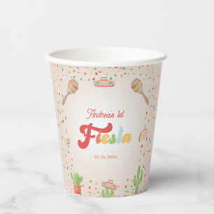 Colourful Groovy Fiesta 1st Birthday Gender Neutra Paper Cups