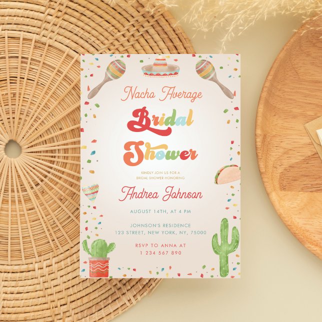 Colourful Groovy Fiesta Nacho Average Bridal Showe Invitation (Creator Uploaded)