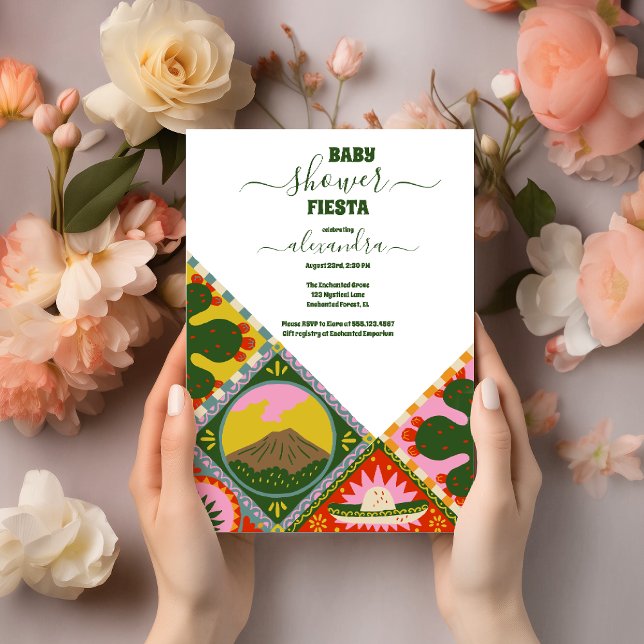 Colourful Groovy Fiesta Retro Mexican Baby Shower Invitation (Creator Uploaded)