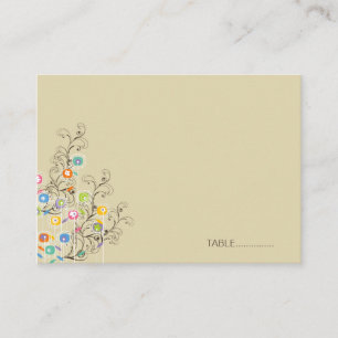Colourful Groovy Flower Garden Modern Wedding Part Place Card