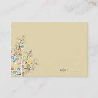 Colourful Groovy Flower Garden Modern Wedding Part Place Card