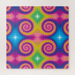 Colourful groovy funky retro tie dye pattern big jigsaw puzzle