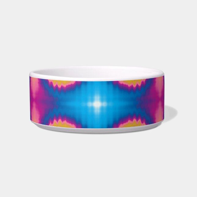 Colourful groovy funky retro tie dye pattern dog bowl (Front)