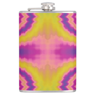 Colourful groovy funky retro tie dye pattern fun hip flask