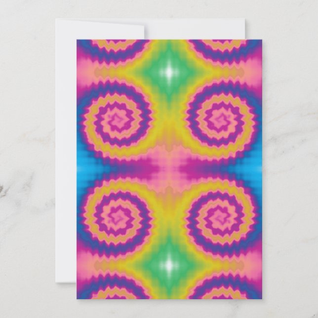 Colourful groovy funky retro tie dye pattern holiday card (Front)