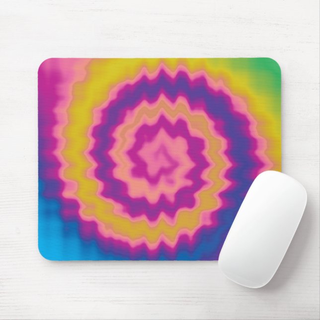 Colourful groovy funky retro tie dye pattern mouse mat (With Mouse)