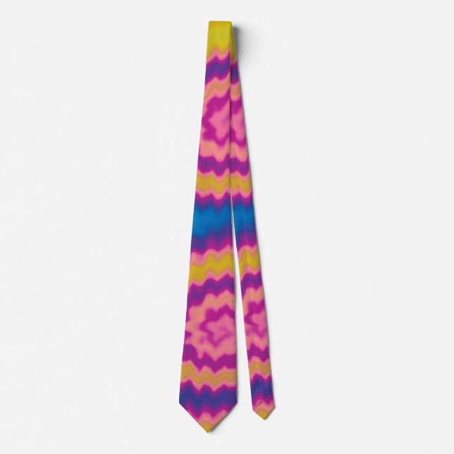 Colourful groovy funky retro tie dye pattern tie (Front)