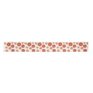 Colourful Groovy Hippie Flower Red Orange White Satin Ribbon