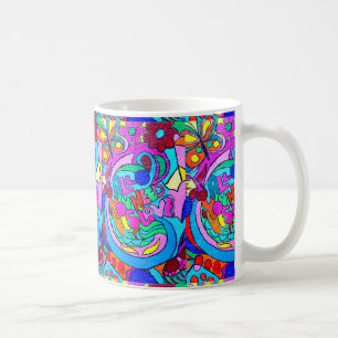 colourful groovy hippie style love mug