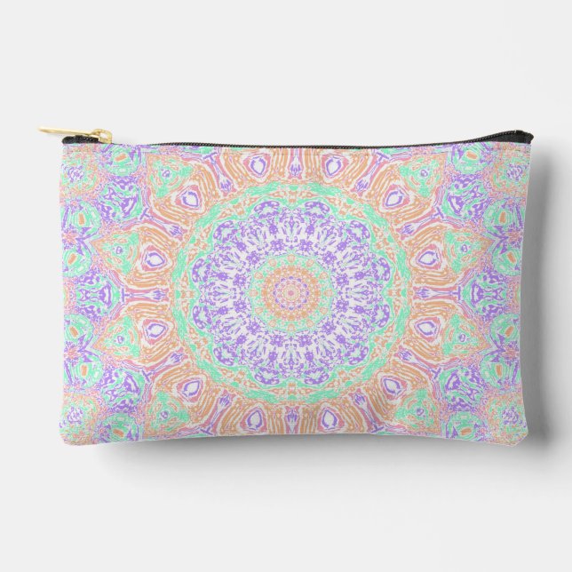 Colourful Groovy Psychedelic Boho Hippie Mandala Accessory Pouch (Front)