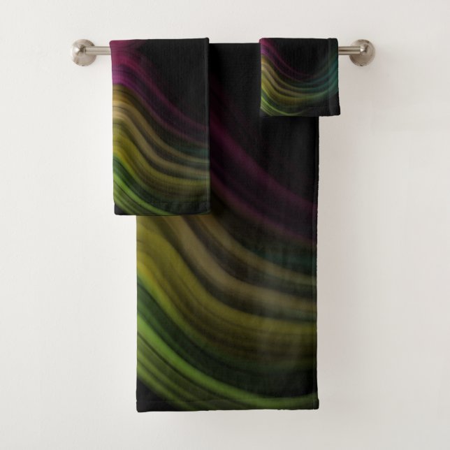 Colourful Groovy Psychedelic Pattern Abstract Art Bath Towel Set (Insitu)