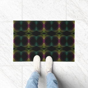 Colourful Groovy Psychedelic Pattern Abstract Art Doormat