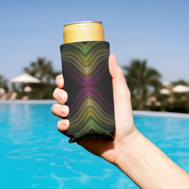 Colourful Groovy Psychedelic Pattern Abstract Art Seltzer Can Cooler (In Situ Pool)