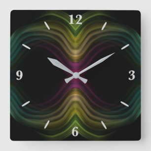 Colourful Groovy Psychedelic Pattern Abstract Art Square Wall Clock